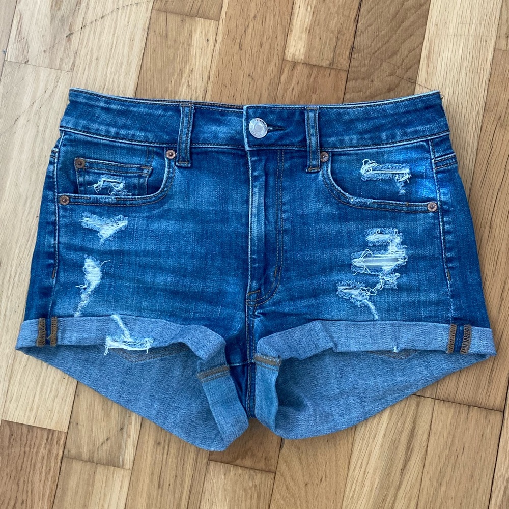 American Eagle Hi Rise Shortie Jean Shorts